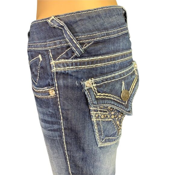 Vigoss Womens Skinny Denim Blue Jeans Dark Wash Embroidered Jeweled Size 1 26 - Picture 10 of 16